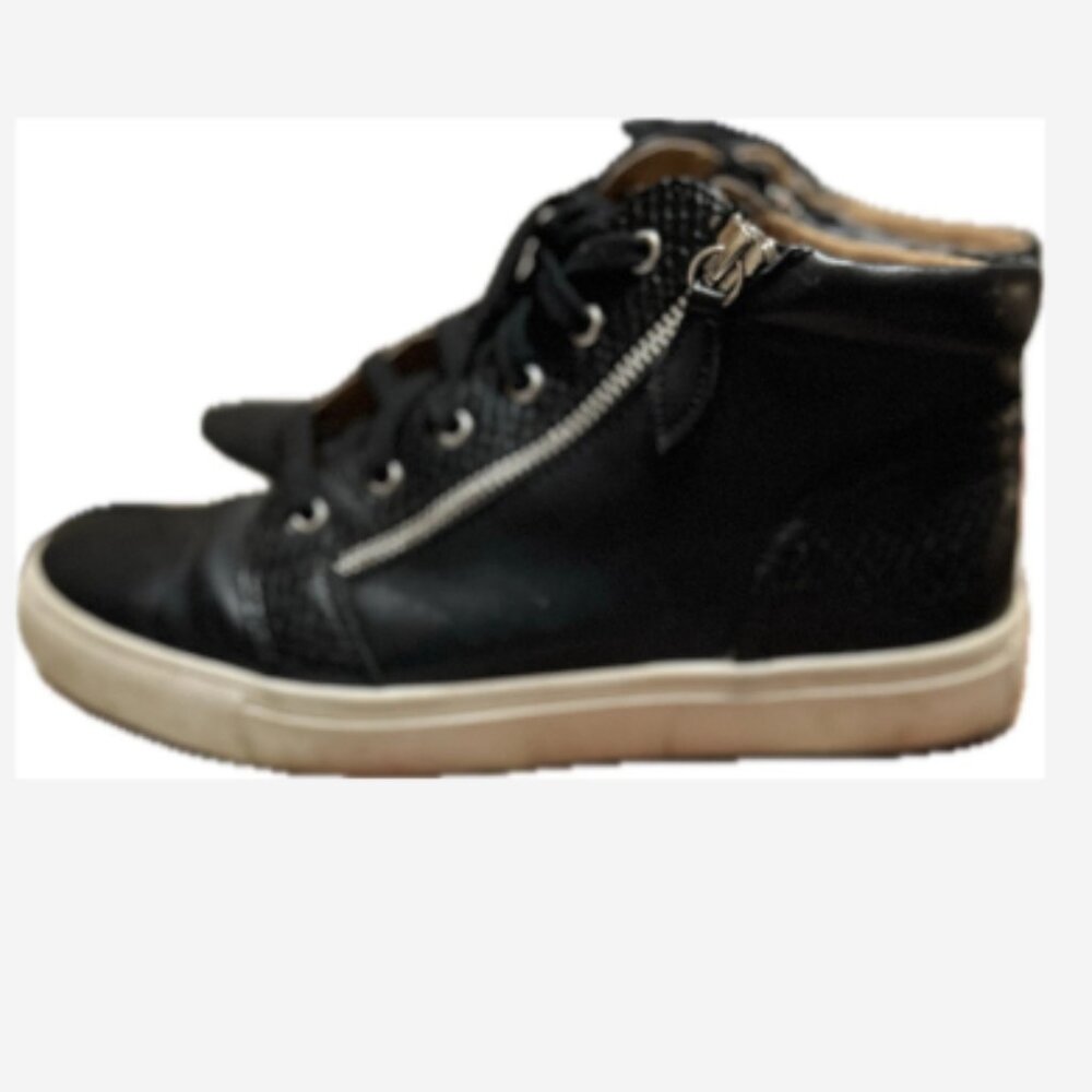 Dolce Vita Sneaker Shoe High Top Alison Women's Size 9 Black Zip & Lace Man-Made - Picture 2 of 5